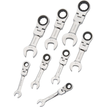 Gray Tools D076607 - 8 Piece SAE Stubby Flex Head, Combination Ratcheting Wrench Set, 5/16" - 3/4"