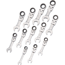 Gray Tools D076608 - 12 Piece Metric Stubby Flex Head, Combination Ratcheting Wrench Set, 8mm - 19mm
