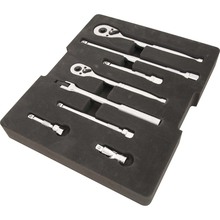 Gray Tools D105101 - 9 Piece Ratchet, Extension, U-Joint and Flex Handle Set, 3/8" and 1/2" Drive, With Foam To
