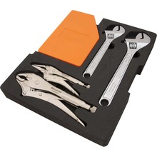 Gray Tools D105104 - 6 Piece Hex Key, Locking Pliers and Adjustable Wrench Set with Foam Tool Organizer