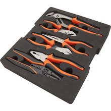 Gray Tools D105105 - 7 Piece Pliers and Wire Stripper Set With Foam Tool Organizer
