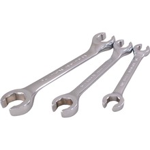 Gray Tools FL3S - 3 Piece 6 Point SAE, Chrome Flare Nut Wrench Set, 3/8" X 7/16" - 5/8" X 11/16"