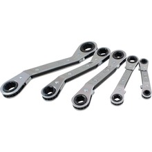 Gray Tools MROB50 - 5 Piece 6 & 12 Point Metric, 25° Offset Ratcheting Box Wrench, 7mmx8mm - 15mmx17mm