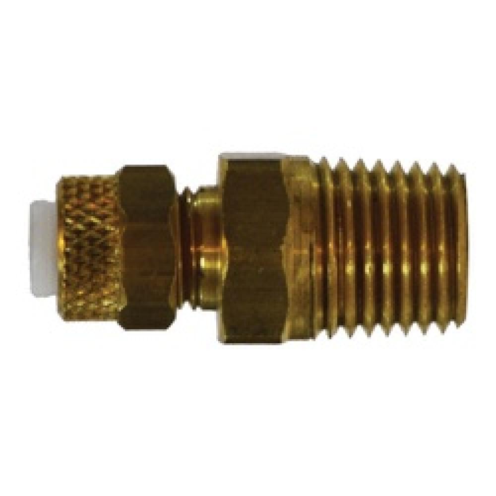 CONNECTOR 1/2IN FLARELESS 1/4IN MIP BRS