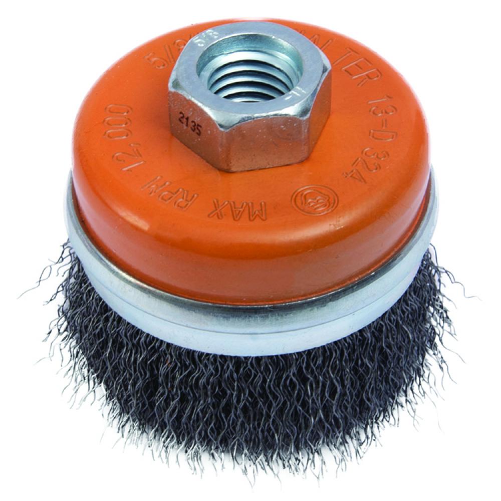 3 in X 5/8in.-11 in Wire: .0118in. crimped , Cup brush crimped wires with ring