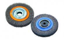 Walter Surface 13B085 - 8 in. X 1/2 TO 1-1/4 in. X 3/4 in. Wire: .0118in. crimped , Bench wheel brush with crimped wires