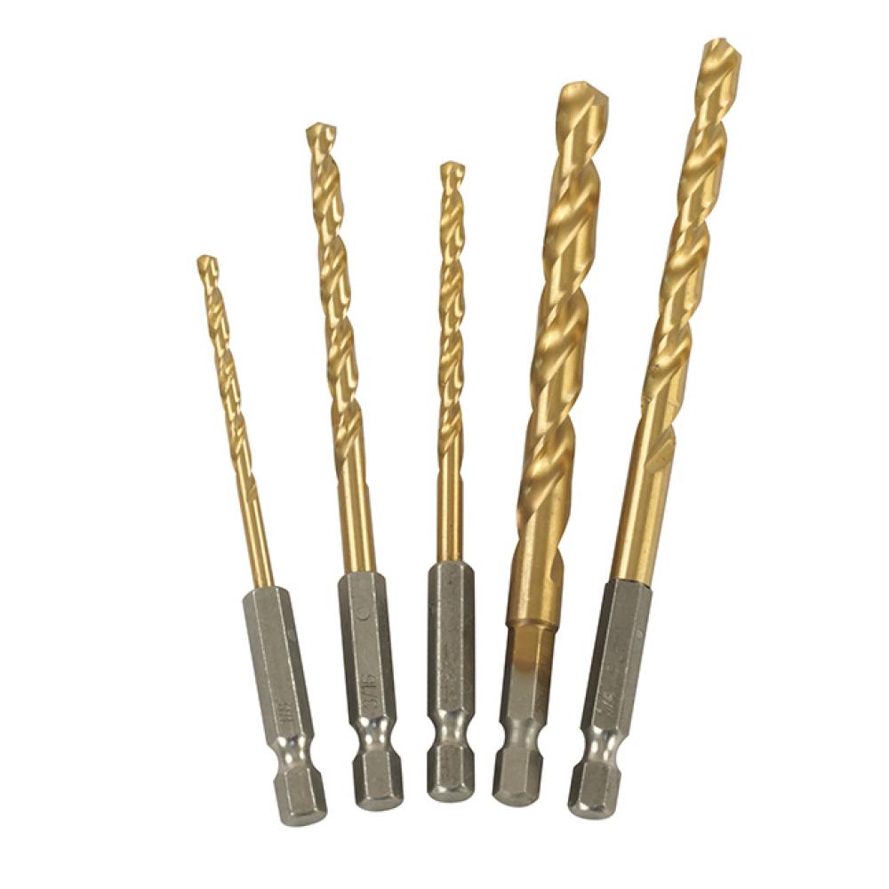 1/4&#34; Hex HSS-TiN (Titanium-Nitride) Twist Drill Bits