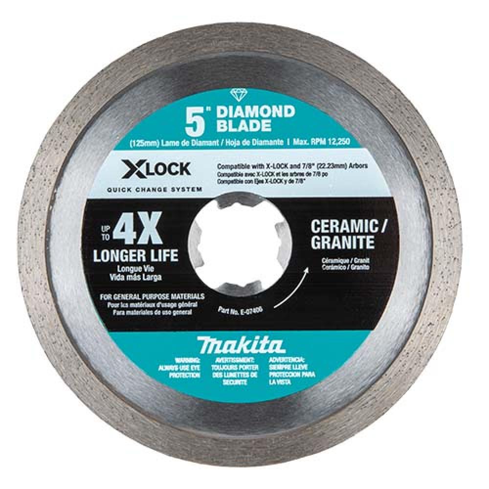 X-LOCK 5&#34; Continuous Rim Diamond Blade for Ceramic and Granite Cutting (E-07406)