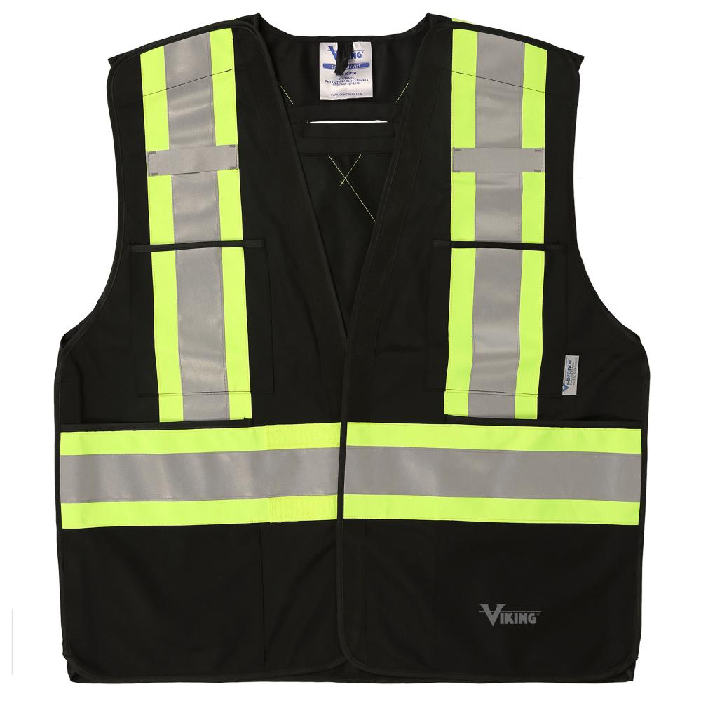 Viking 5 Point Tear Away Safety Vest-Solid Polyester Black