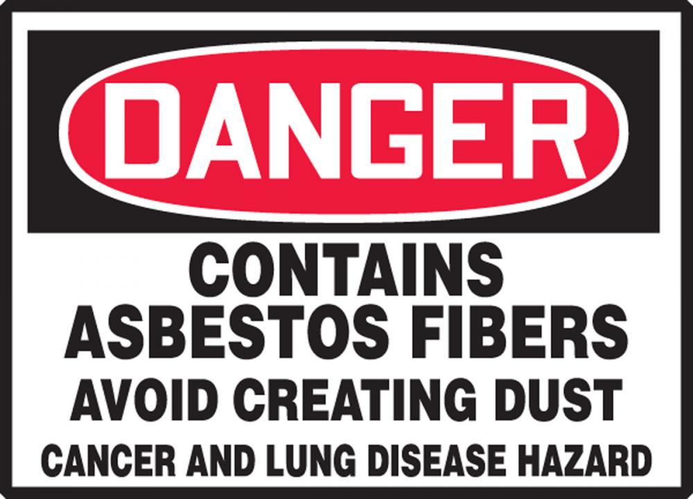 Safety Label, DANGER CONTAINS ASBESTOS FIBERSâ€¦, 3 1/2&#34; x 5&#34;, Dura-Vinylâ„¢