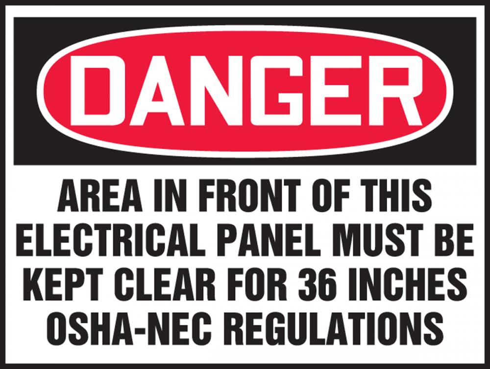 Safety Label, DANGER AREA IN FRONT OF THIS ELECTRICAL..., 3 1/2&#34; x 5&#34;, Dura-Vinylâ„¢
