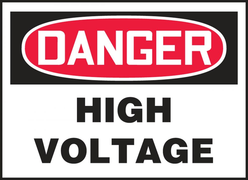Safety Label, DANGER HIGH VOLTAGE, 3 1/2&#34; x 5&#34;, Dura-Vinylâ„¢