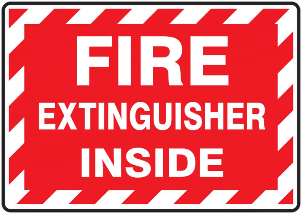 Safety Label, FIRE EXTINGUISHER INSIDE, 3 1/2&#34; x 5&#34;, Dura-Vinylâ„¢