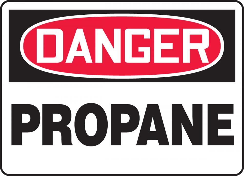 Safety Sign, DANGER PROPANE, 7&#34; x 10&#34;, Adhesive Vinyl