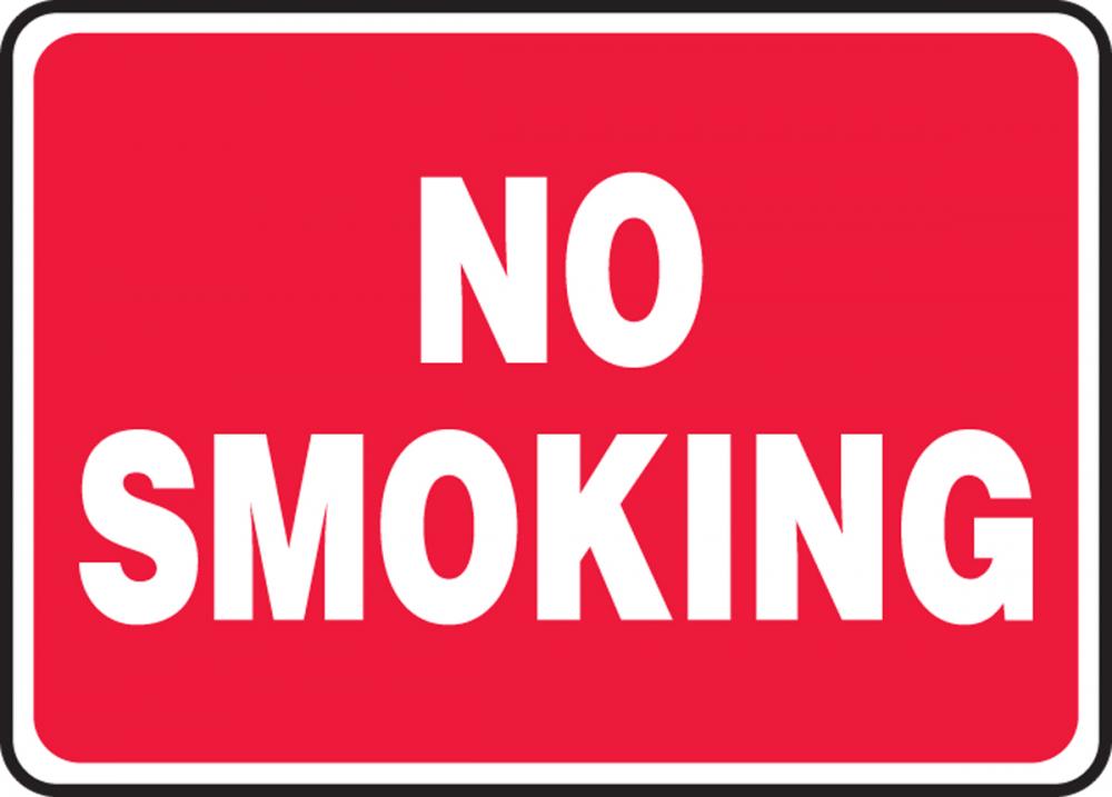 Safety Sign, NO SMOKING (white/red), 7&#34; x 10&#34;, Adhesive Vinyl