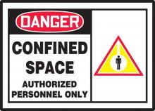 Accuform LCSP001XVE - Safety Label, DANGER CONFINED SPACE AUTHORIZED PERSONNEL ONLY, 3 1/2x 5 Dura-Vinyl