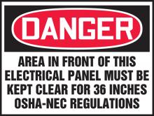 Accuform LELC002XVE - Safety Label, DANGER AREA IN FRONT OF THIS ELECTRICAL..., 3 1/2" x 5", Dura-Vinylâ„¢