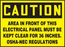 Accuform LELC601XVE - Safety Label, CAUTION AREA IN FRONT OF THIS ELECTRICAL..., 3 1/2" x 5", Dura-Vinylâ„¢