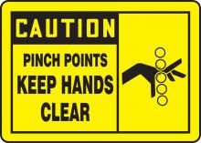 Accuform LEQM613XVE - Safety Label, CAUTION PINCH POINTS KEEP HANDS CLEAR, 3 1/2" x 5", Dura-Vinylâ„¢