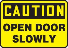 Accuform MABR603VS - Safety Sign, CAUTION OPEN DOOR SLOWLY, 7" x 10", Adhesive Vinyl