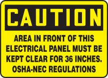 Accuform MELC639VS - SIGN ADHESIVE VINYL CAUTION" AREA IN FRONT OF THIS / ELECTRI