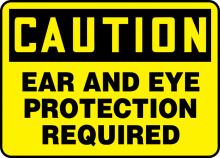 Accuform MPPE436VS - Safety Sign, CAUTION EAR AND EYE PROTECTION REQUIRED, 7" x 10", Adhesive Vinyl