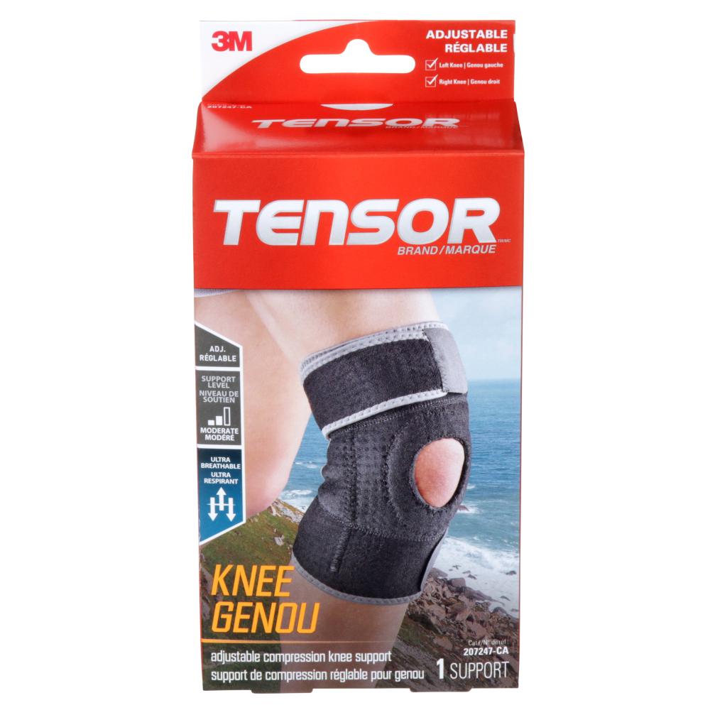 Tensor™ Adjustable Compression Knee Support, Adjustable, Black/Grey