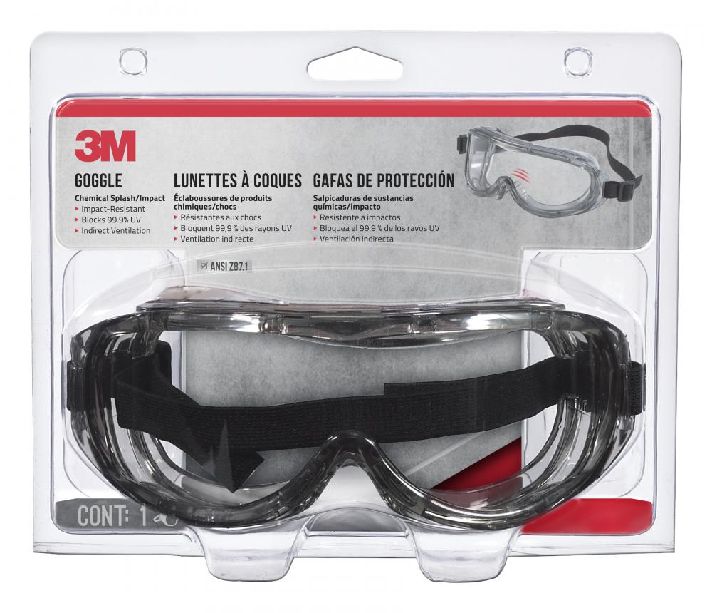 3M™ Goggle 91264H1-DC, Chemical Splash & Impact-Resistant Lens, Grey Lens, 4/Case