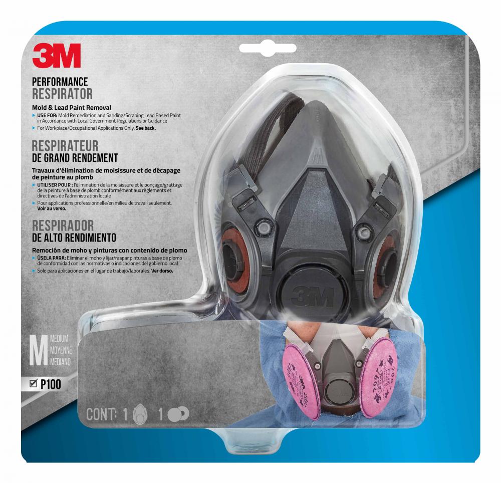3M™ Performance Respirator 6297P1-DC, Mould & Lead Paint Removal, P100, Medium, 4 Packs/Case