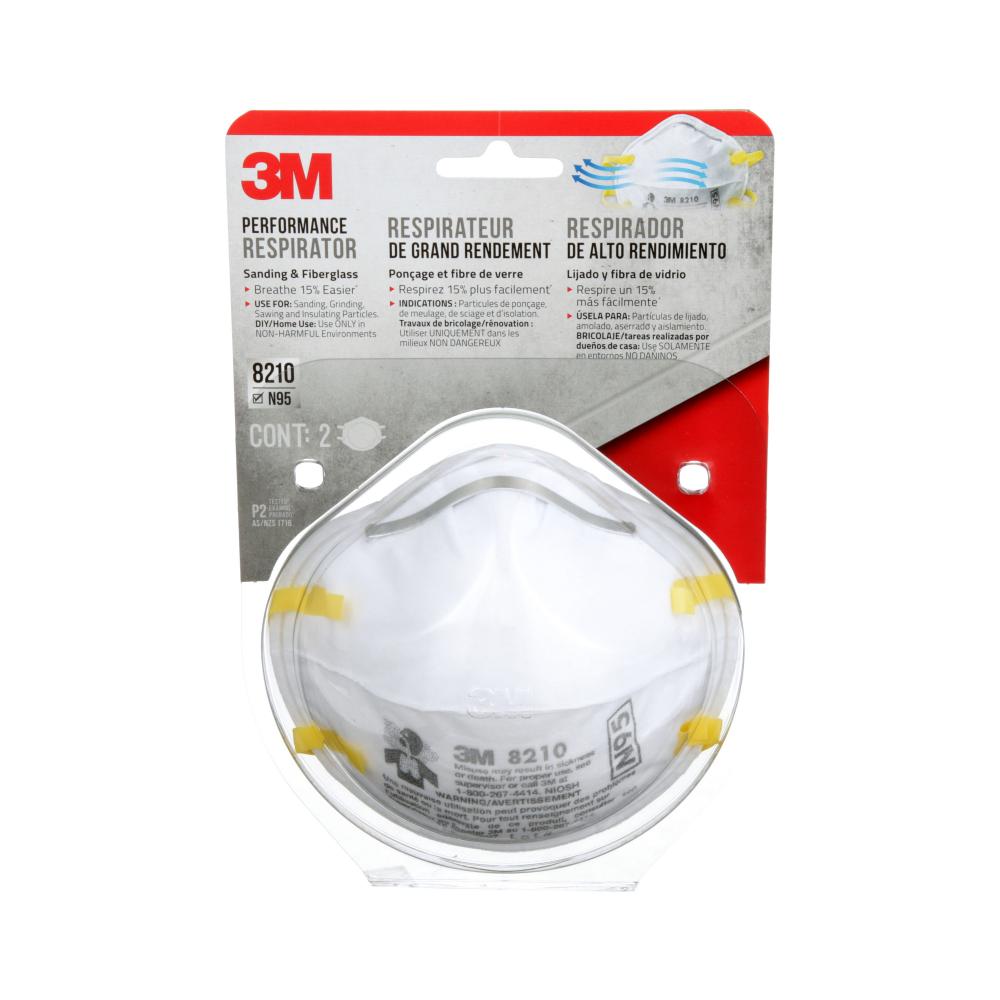 3M™ Performance Sanding and Fibreglass Disposable Respirator, 8210H2-DC, white, 2/pack