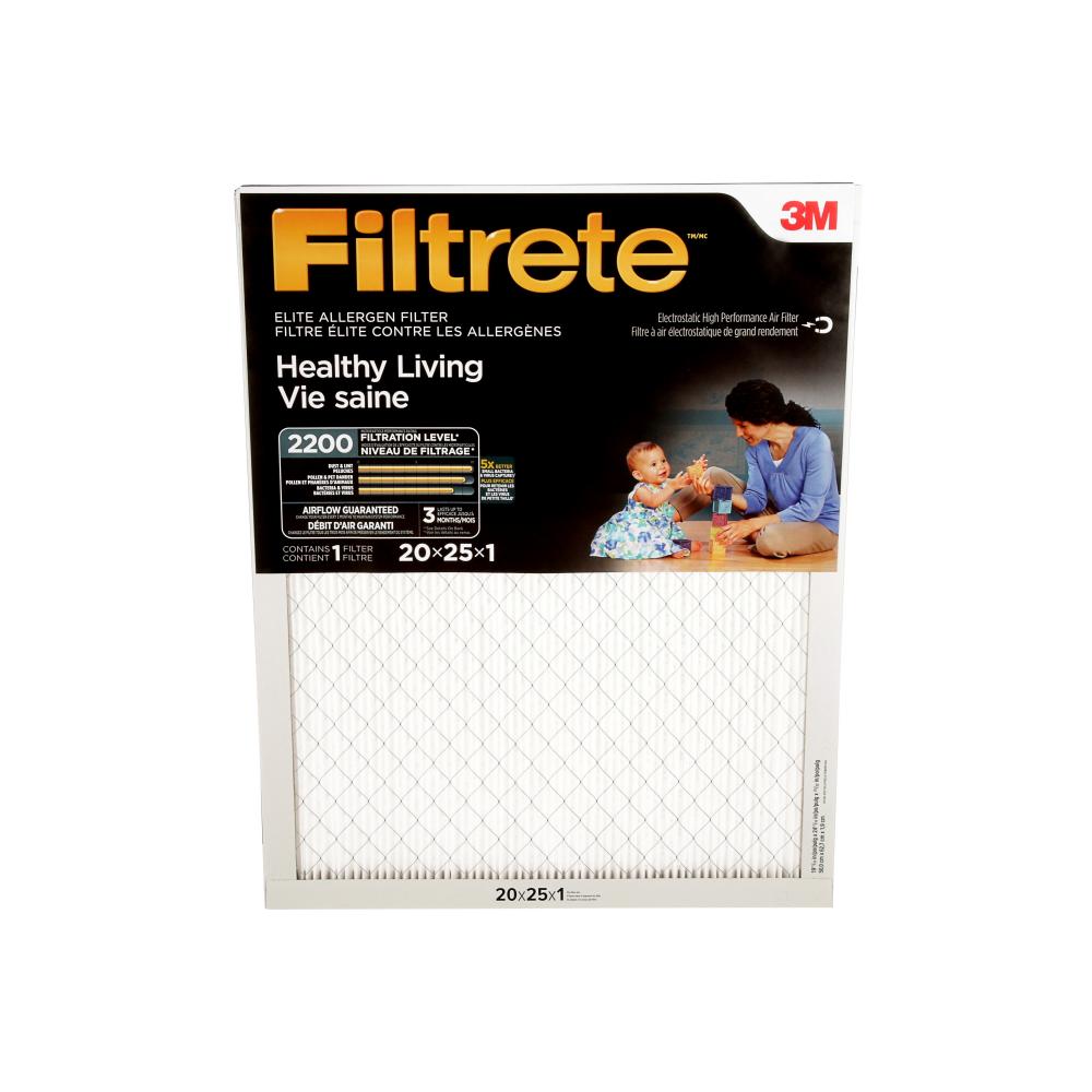 Filtrete™ Healthy Living Elite Allergen Filter, MPR 2200, 20 in x 25 in x 1 in