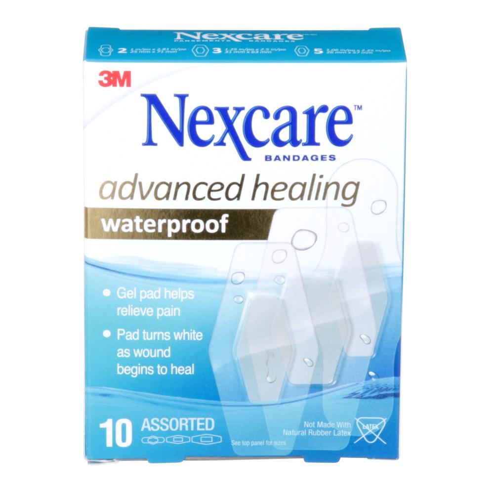 Nexcare™ Advanced Healing Waterproof Bandages AWB-10-CA, Assorted Sizes, 10/Pack