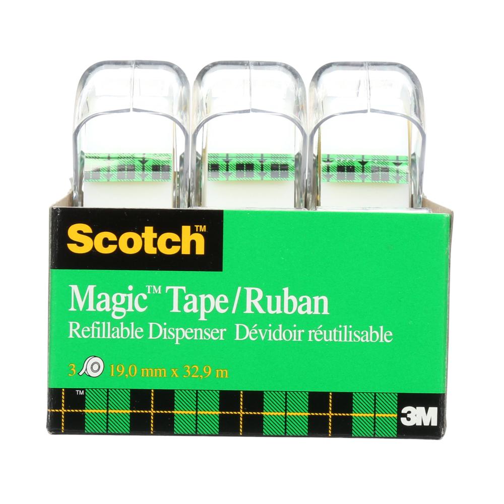 Scotch® Magic™ Tape, 810-D3, with dispenser, 3/4 in x 36 yd (19 mm x 32.9 m), 3 per pack