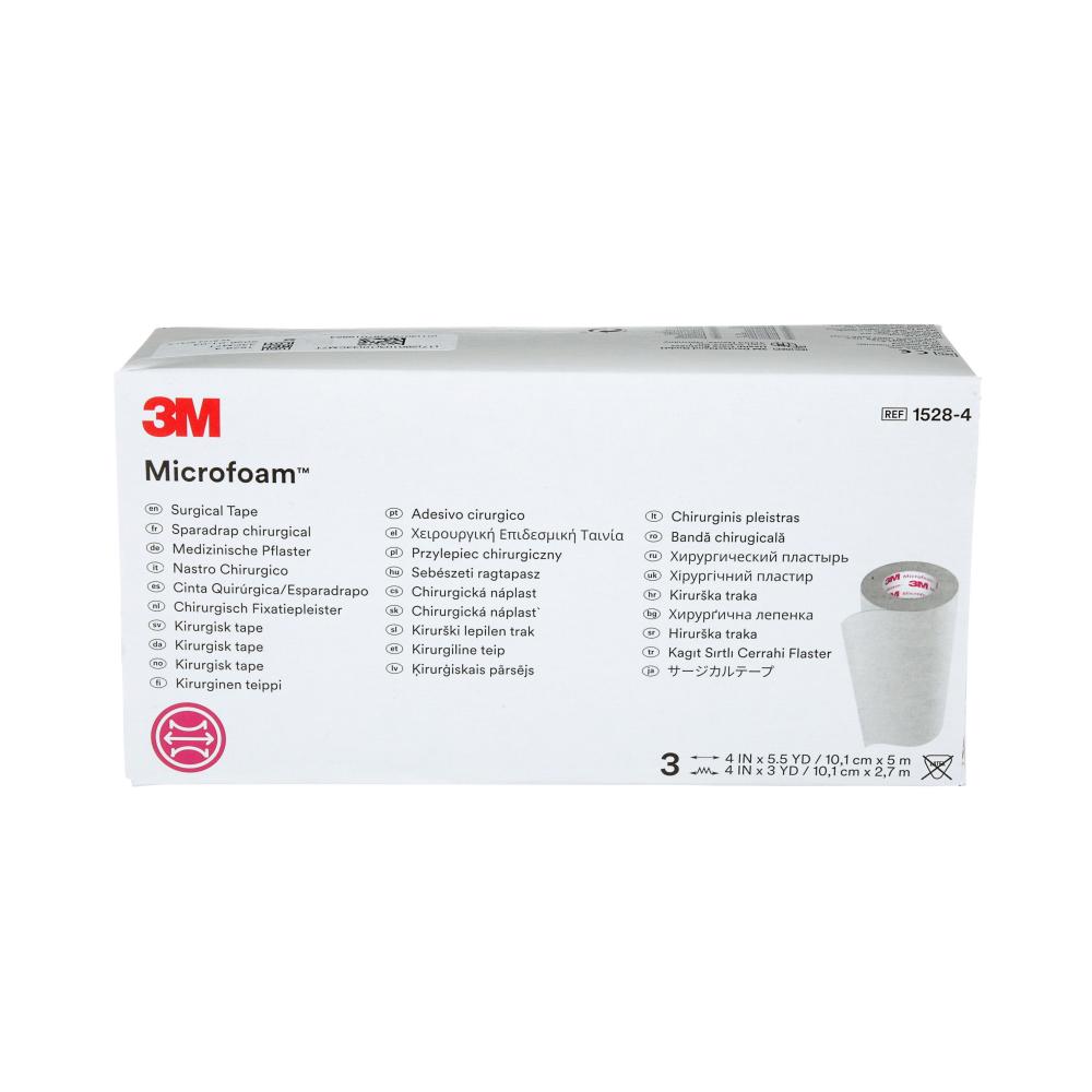 3M™ Microfoam™ Medical Tape, 1528-4, white, 4 in x 5-1/2 yd (10 cm x 5 m)
