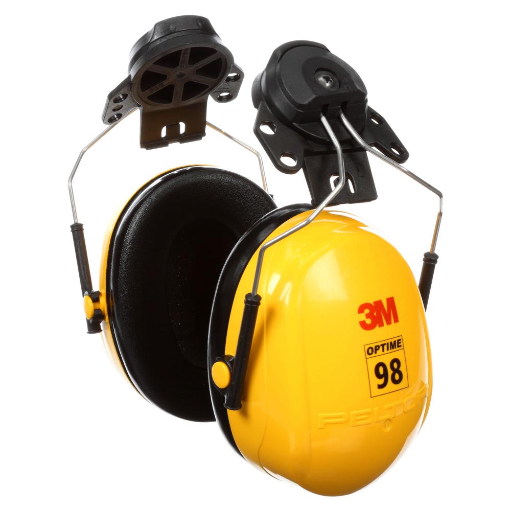 3M™ PELTOR™ Optime™ 98 Earmuffs, H9P3E, hard hat attached, 10 pairs per case