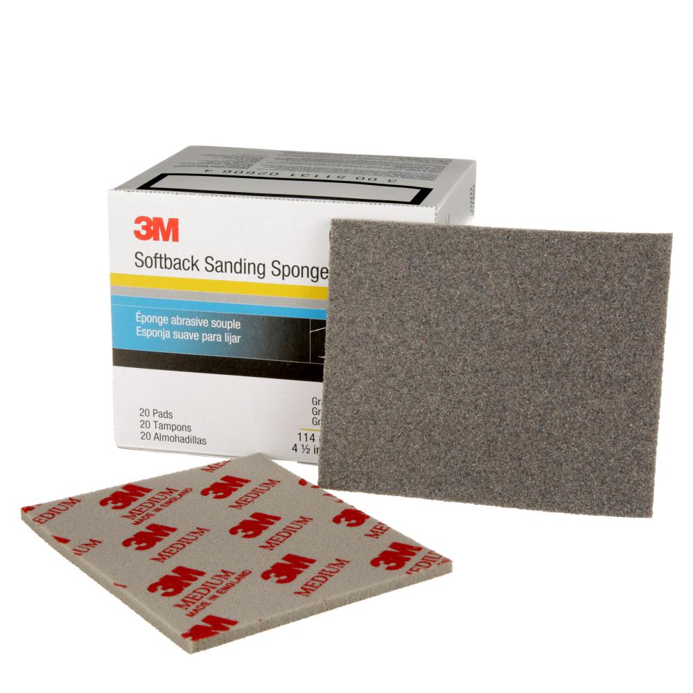 3M™ Softback Sanding Sponge, 02606, 4 1/2 in x 5 1/2 in (11.43 cm x 13.97 cm), Medium-120/180