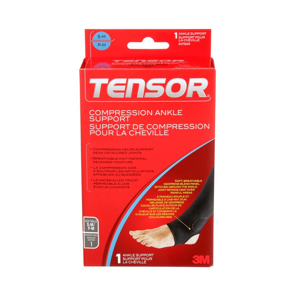 Tensor™ Compression Ankle Support, Small/Medium, Black
