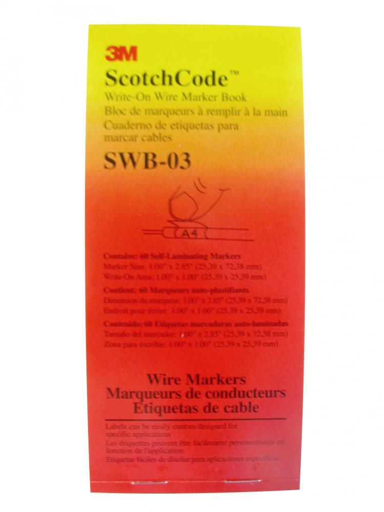3M™ ScotchCode™ Write-On Wire Marker Book, SWB-3, white, 1 in x 2.85 in (2.54 cm x 7.24 cm)