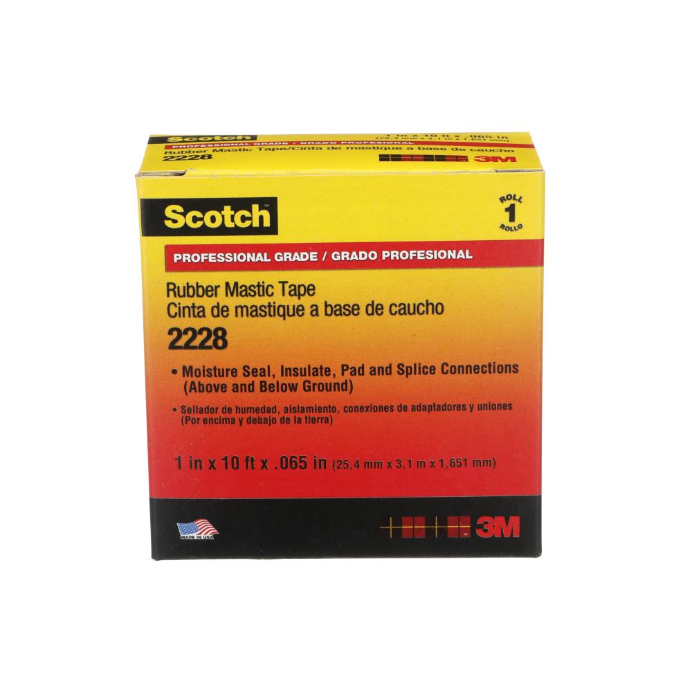 Scotch® Rubber Mastic Tape, 2228, black, 65 mil (1.65 mm), 1 in x 10 ft (25.4 mm x 3.1 m)