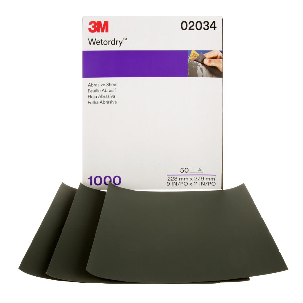 3M™ Wetordry™ Abrasive Sheet, 401Q, 02034, 1000, 9 in x 11 in (22.86 cm x 27.94)