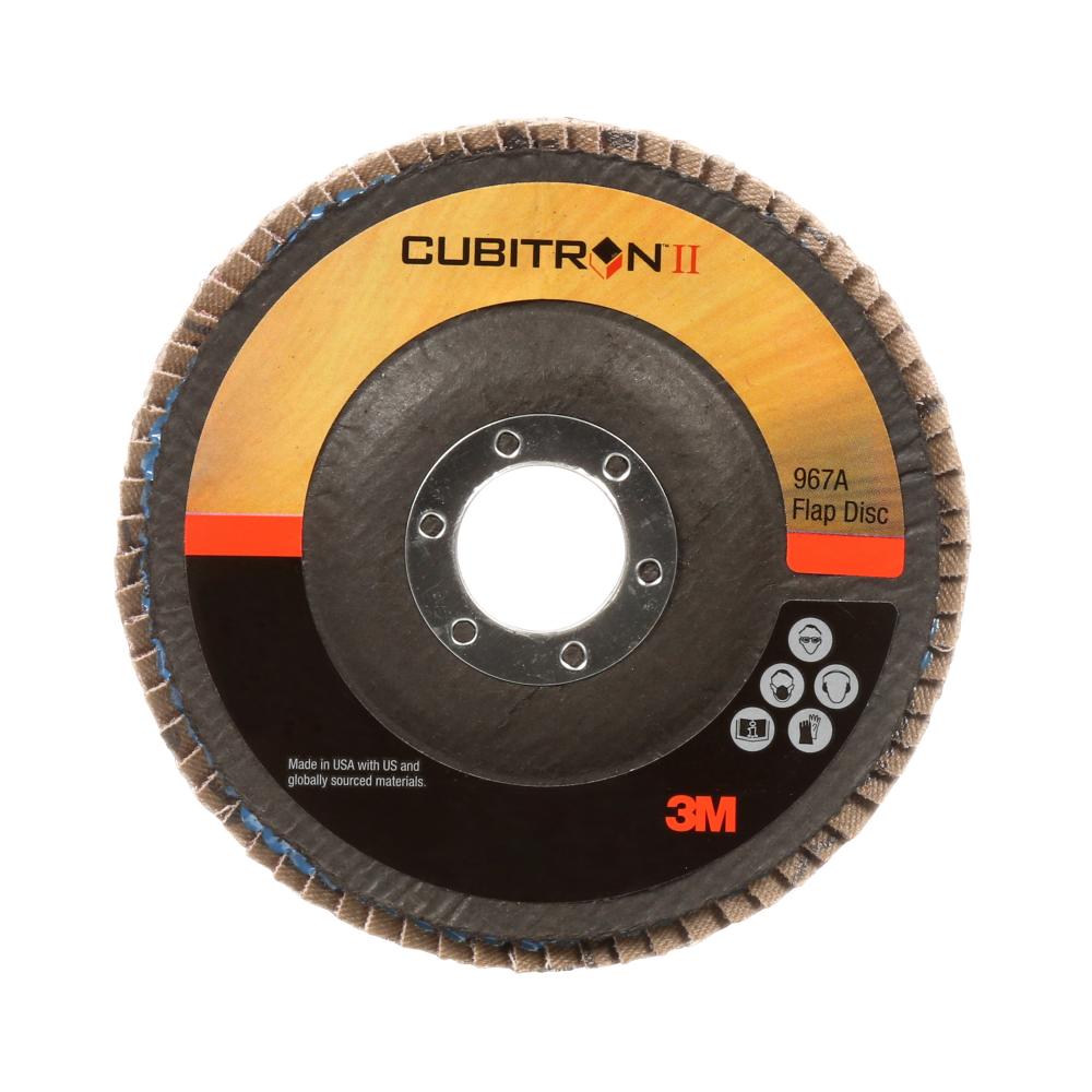 3M™ Cubitron™ II Flap Disc, 967A, T27, Quick Change, 80+, Y-weight, 7 in x 5/8-11 in