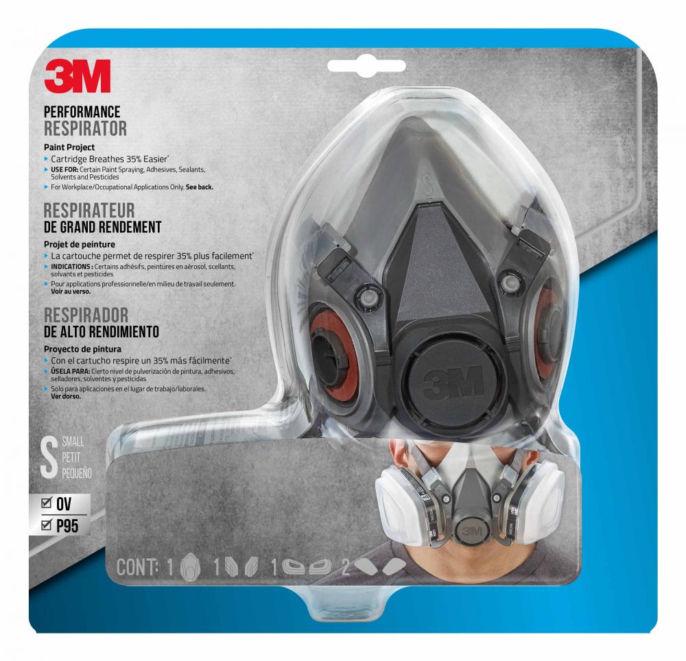 3M™ Performance Respirator 6111P1-DC, Paint Project, Organic Vapour/P95, Small, 4 Packs/Case