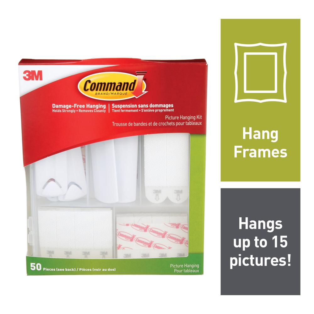 Command™ Picture Hanging Kit 17213-EF, Clear/White, Assorted, 1 Kit Per Pack