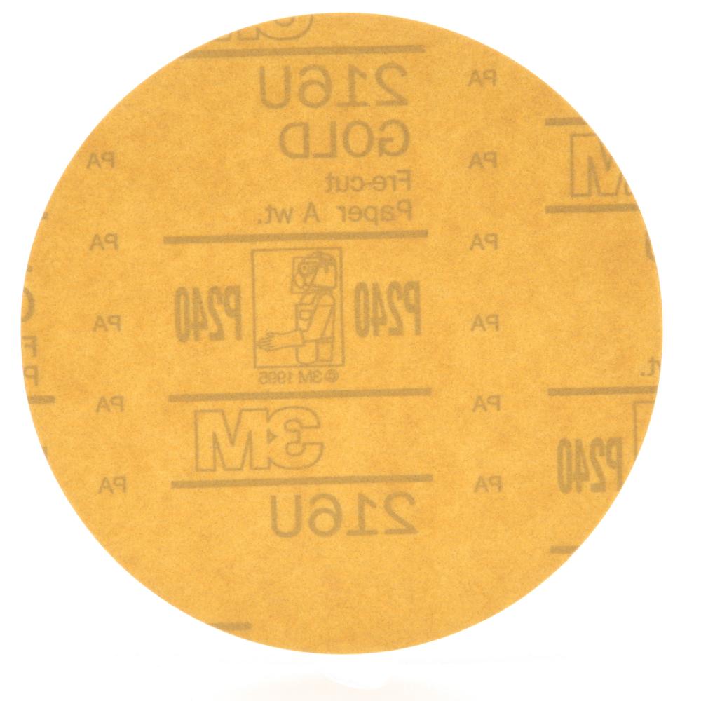 3M™ Hookit™ Gold Disc, 216U, 00977, P240, A-weight, 6 in (15.24 cm)