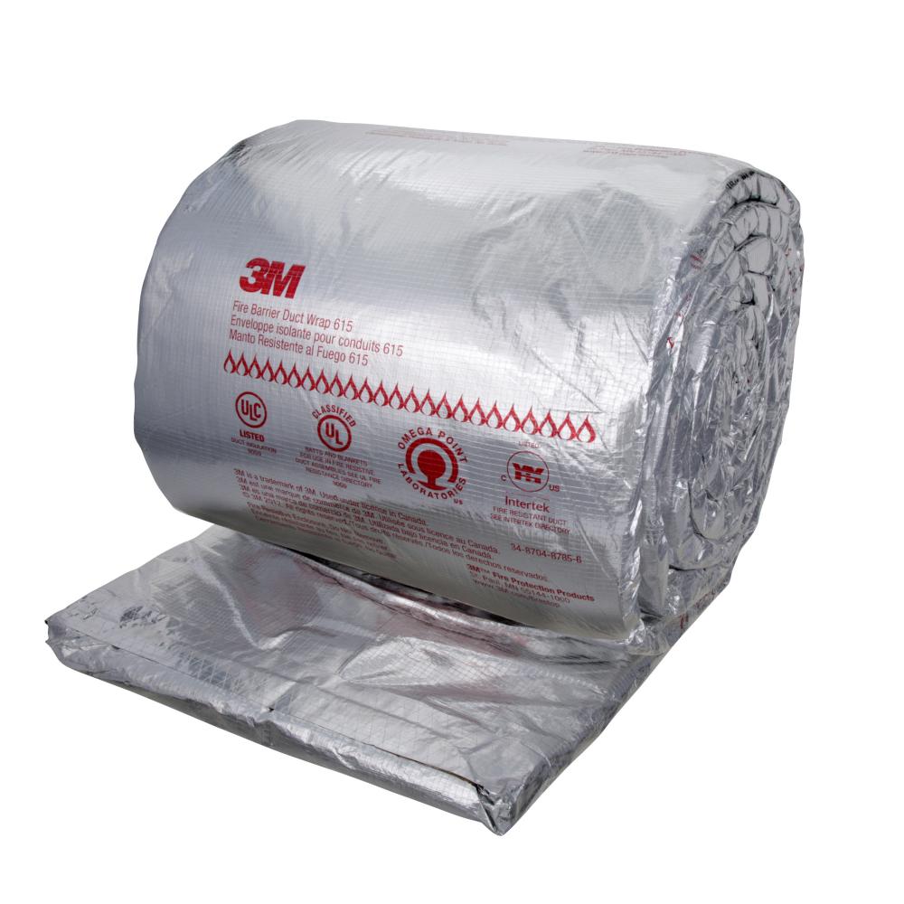 3M™ Fire Barrier Duct Wrap, 615, 1.5 in x 48 in x 25 feet (38mm x 121.9 cm x 762 cm)