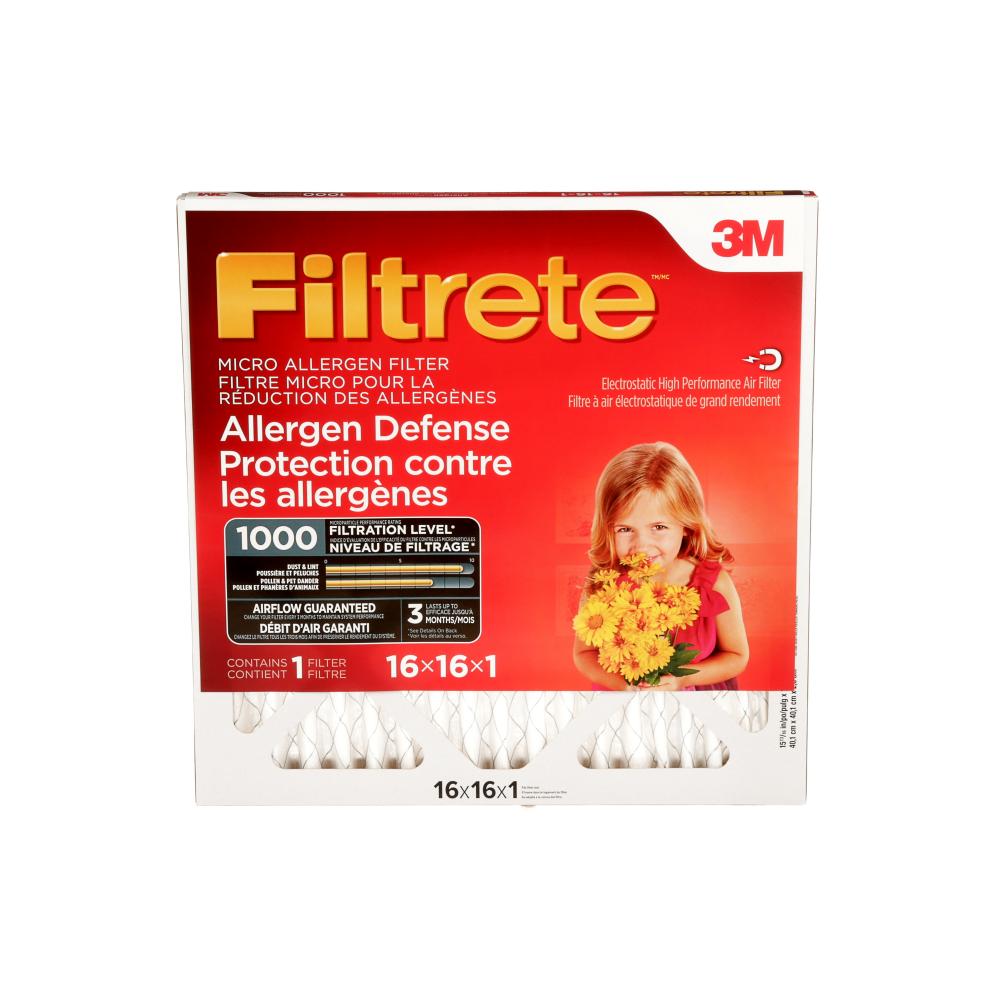 Filtrete™ Allergen Defense Micro Allergen Filter, MPR 1000, 16 in x 16 in x 1 in