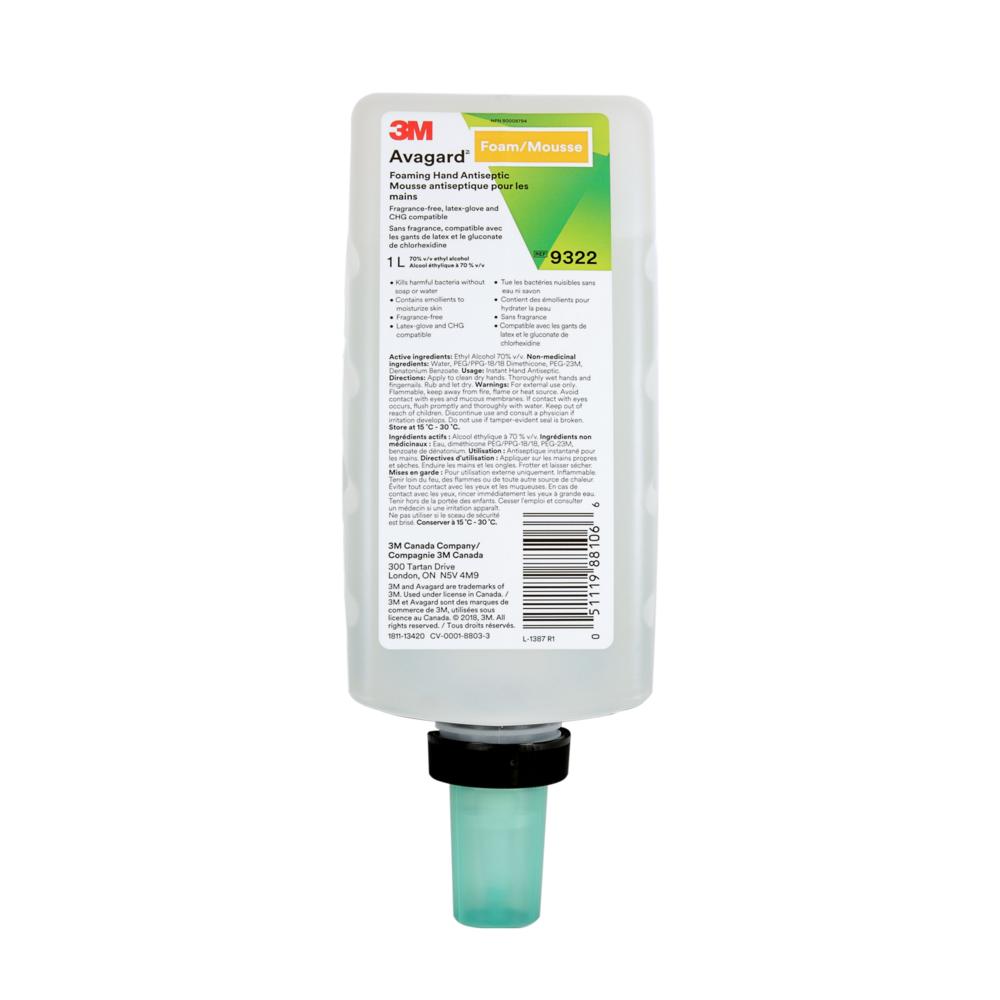 3M™ Avagard™ Foam Hand Antiseptic with Moisturizers, 9322, 1 L