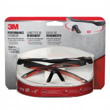 3M 7100153543 - 3M™ Performance Eyewear 47090H1-DC, Black & Red Frame, Clear Anti-fog Lens, 4/Case