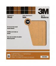 3M 7000126421 - 3M™ Sandpaper for Wood 99412NA, Garnet, 180 Grit, 9 in x 11 in, 25/Pack