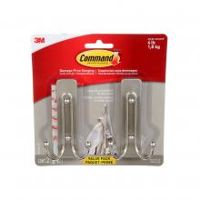 3M 7100217336 - Command™ Double Hook 17036BN-2EF, Brushed Nickel, Large, 2 Hooks/2 Strips/Pack